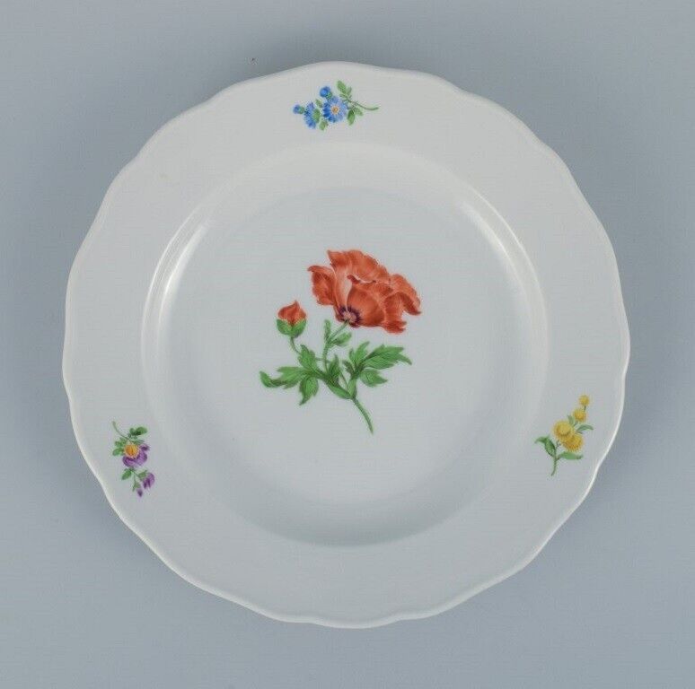 Meissen Germany five dinner plates hand-painted with floral motifs