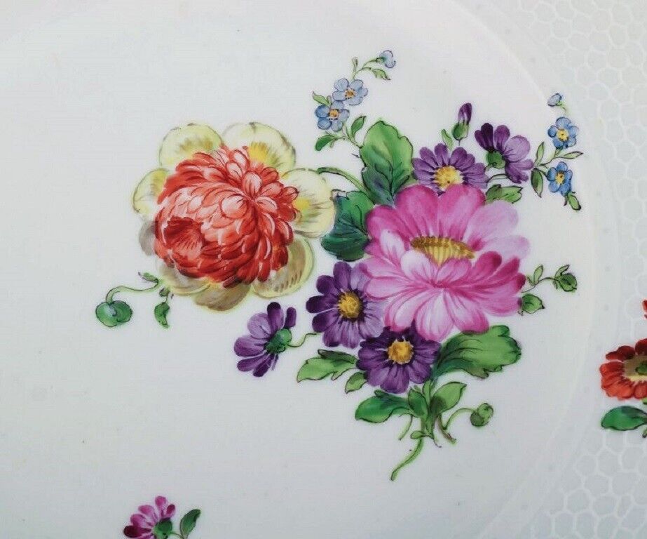 Royal Copenhagen Saxon Flower Two dinner plates with hand-painted flowers