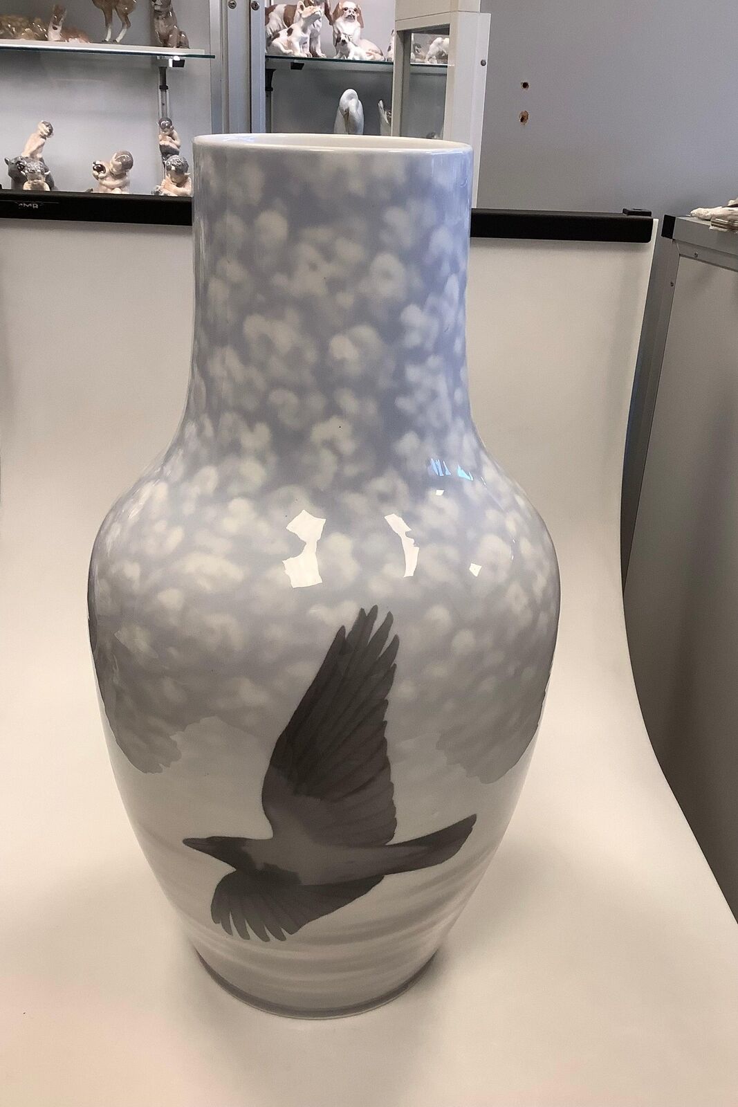 Royal Copenhagen Art Nouveau Unique Vase by Stephan Ussing from 1903 with birds