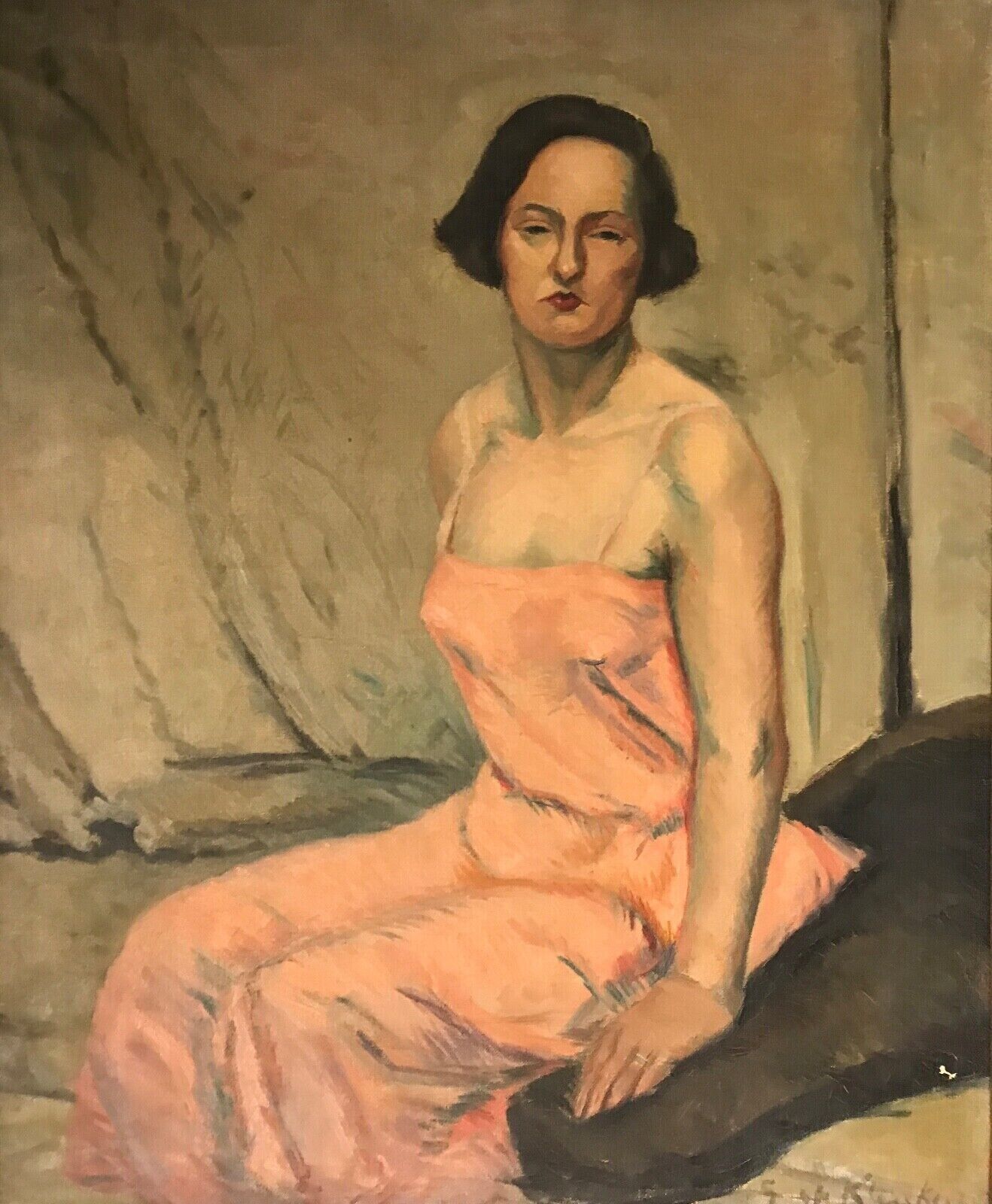 Gunilla de Klercker (1882-1969) SEATED WOMAN IN A CHEMISE original oil painting