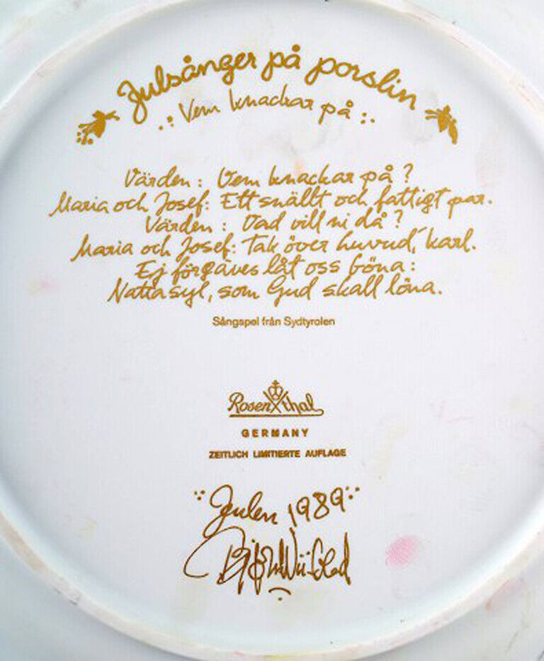 Bjørn Wiinblad for Rosenthal Christmas plate in porcelain from 1989