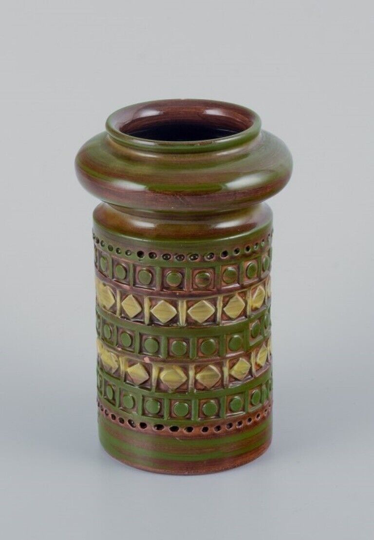 Bitossi Italy ceramic vase with geometric pattern 1960s/70s