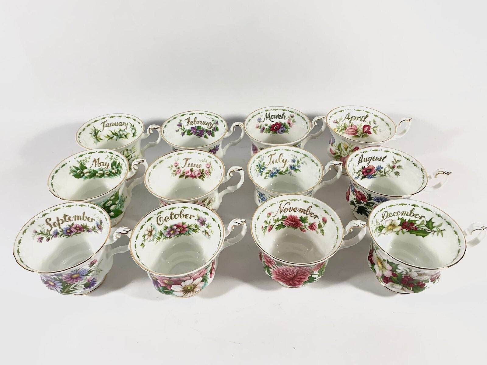 24x Royal Albert Flowers Of The Month Coffee Cup  Saucer With Plates Full Set