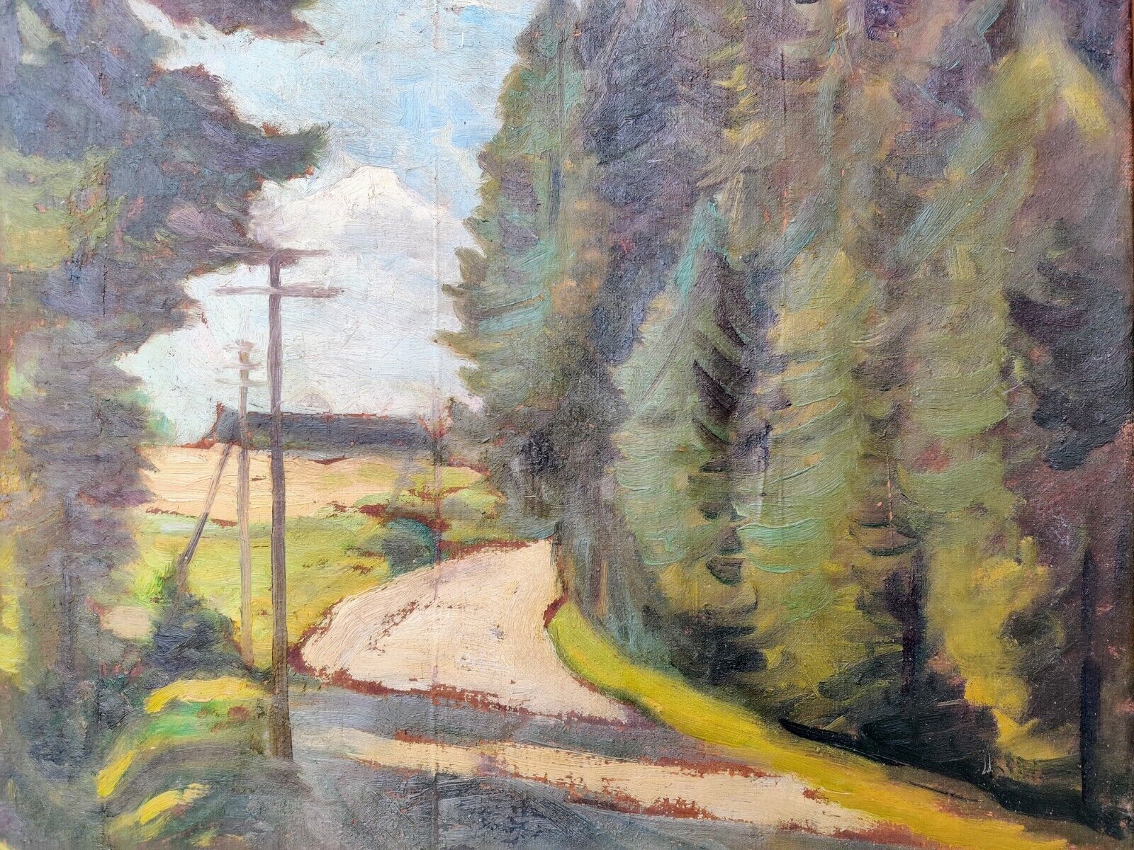 Einar Gross (1895-1960): ROAD BETWEEN  TREES original oil painting