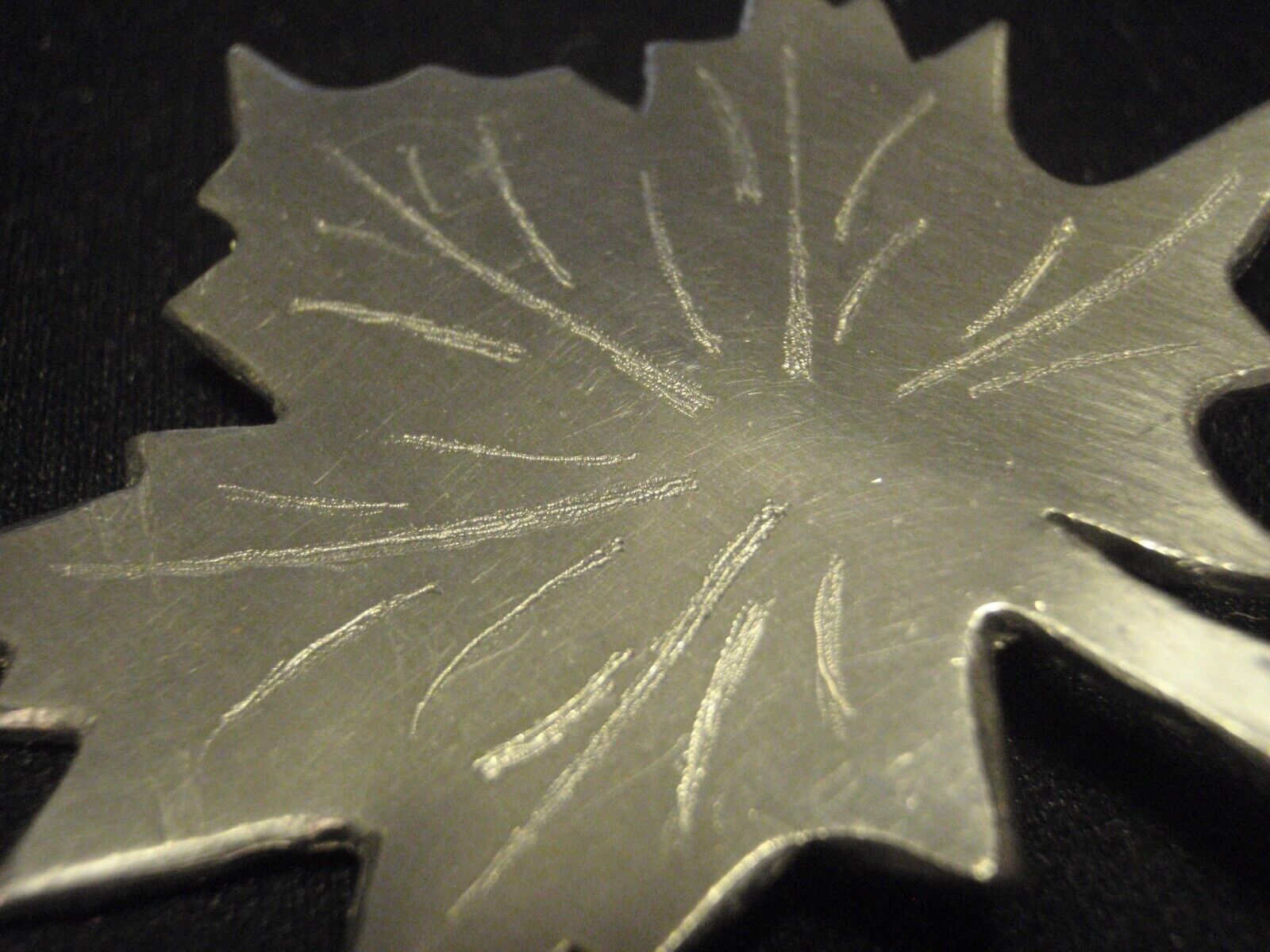 Vintage 1960s Swedish Maple Leaf pewter brooch all markings 2" x "5"