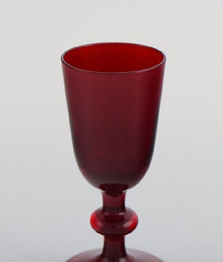 Monica Bratt for Reijmyre Twelve liqueur glasses in red mouth blown art glass