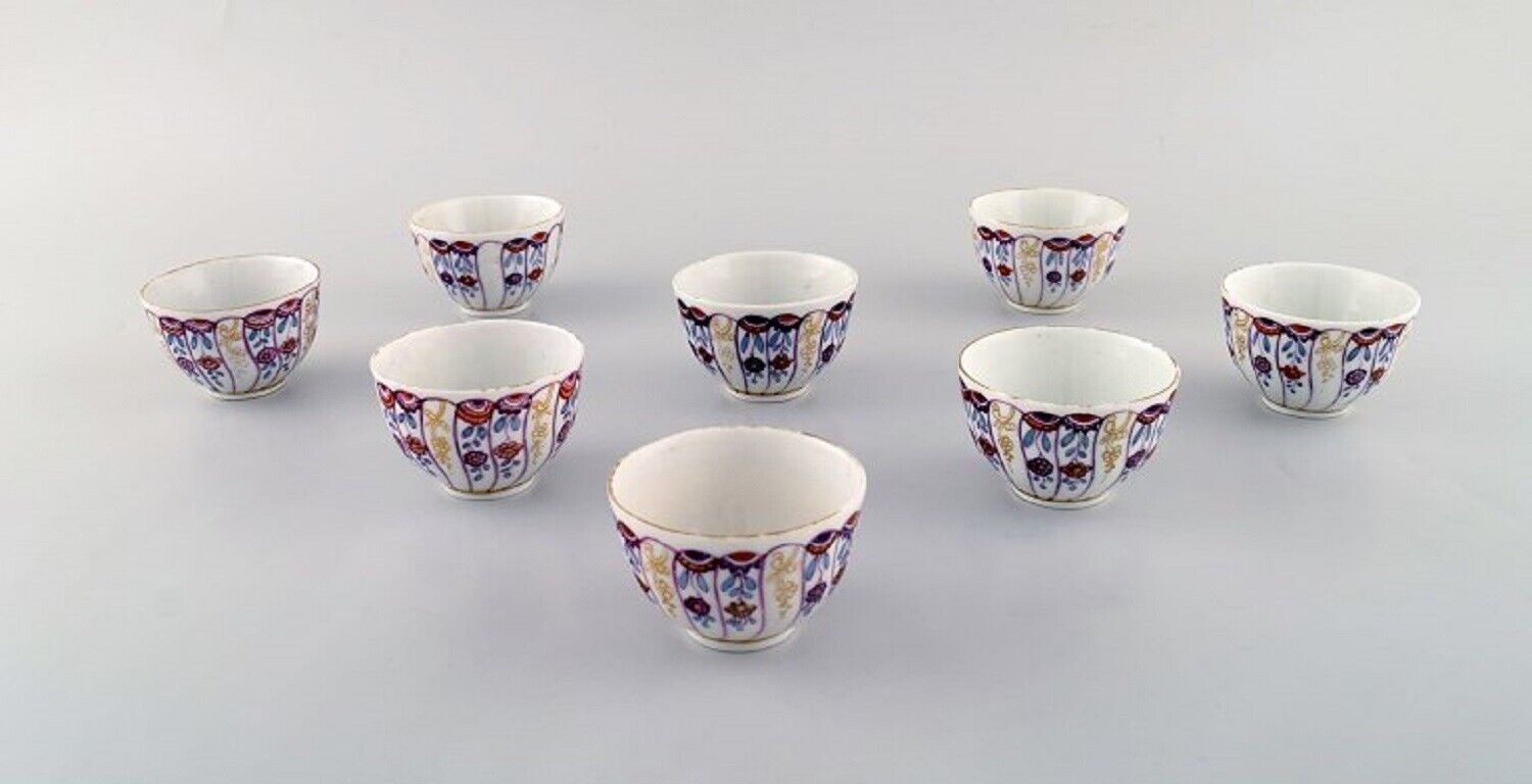 Royal Copenhagen Nine antique and rare cups in hand painted porcelain