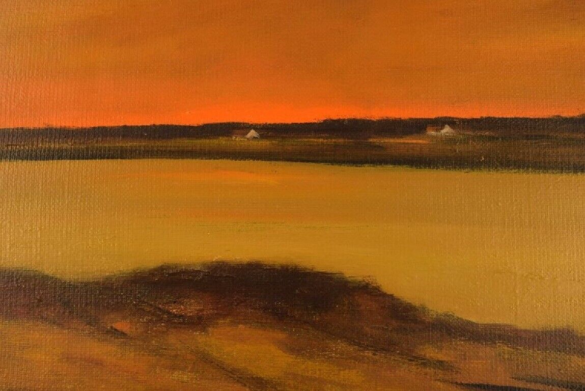 Poul Hansen (1918-1987) Denmark Oil on canvas Landscape with sunset