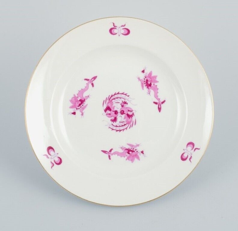 Meissen Germany Rich Court Dragon Set of six plates in purple