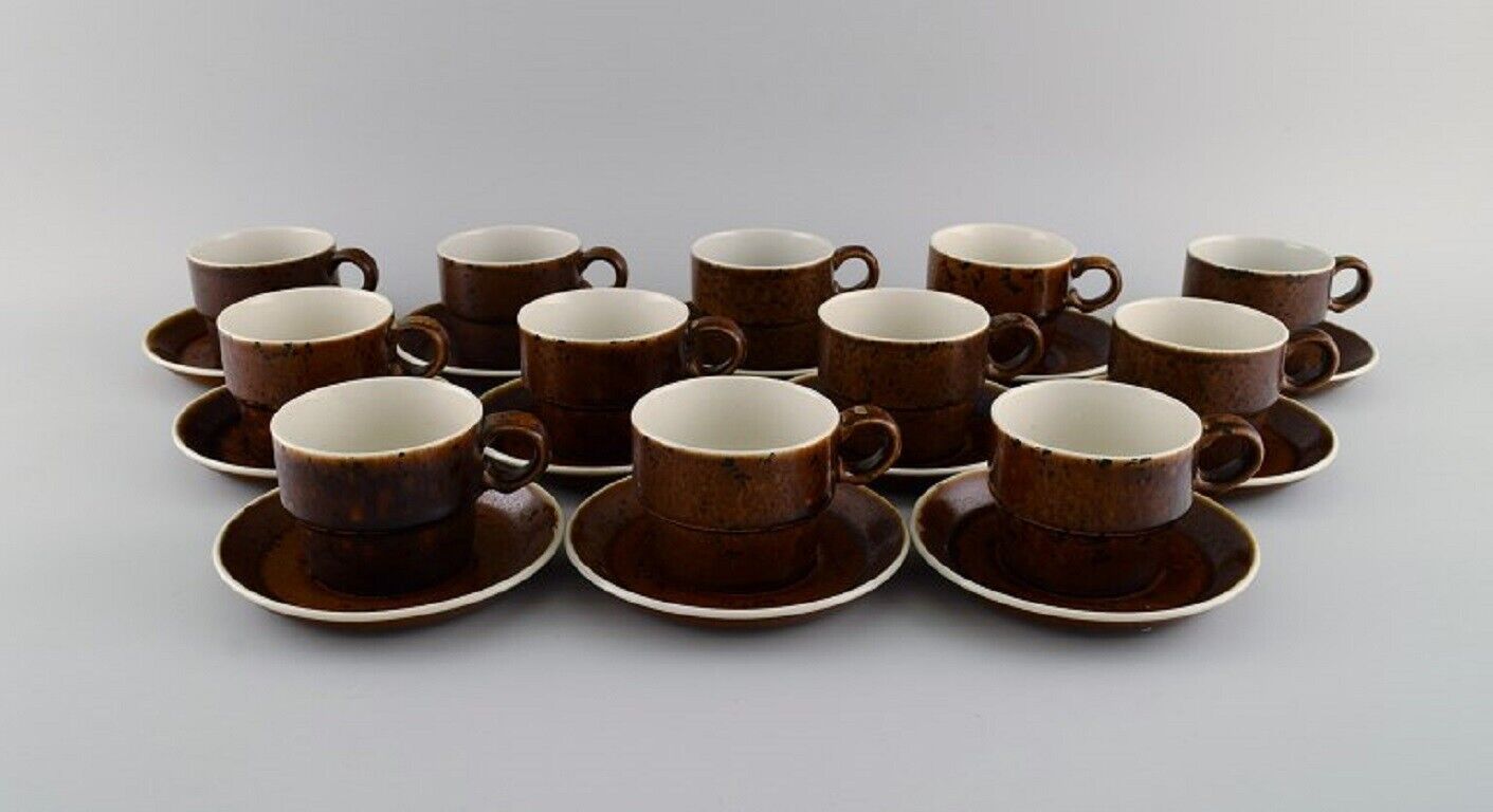 Stig Lindberg for Gustavsberg Twelve Coq coffee cups with saucers