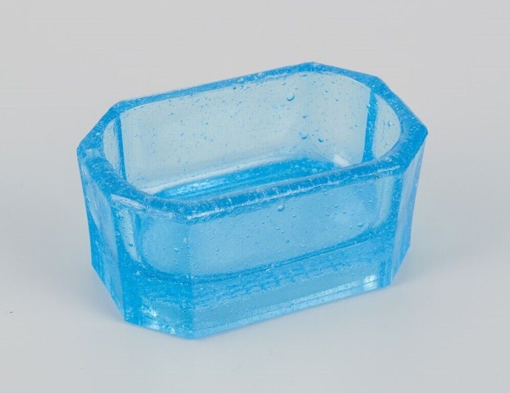 Fåglavik Glasbruk Sweden Four salt cellars in blue glass