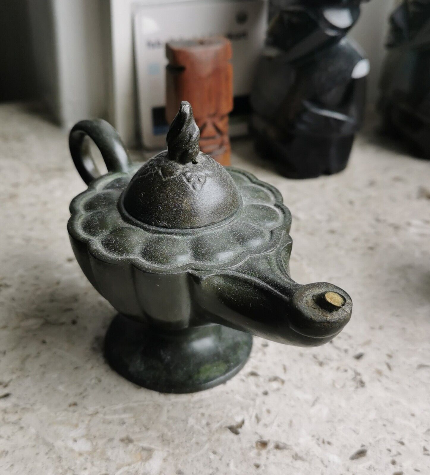 JUST ANDERSEN Aladdin Oil Lamp Art Deco Disko Metal Cast Made in Denmark D 675