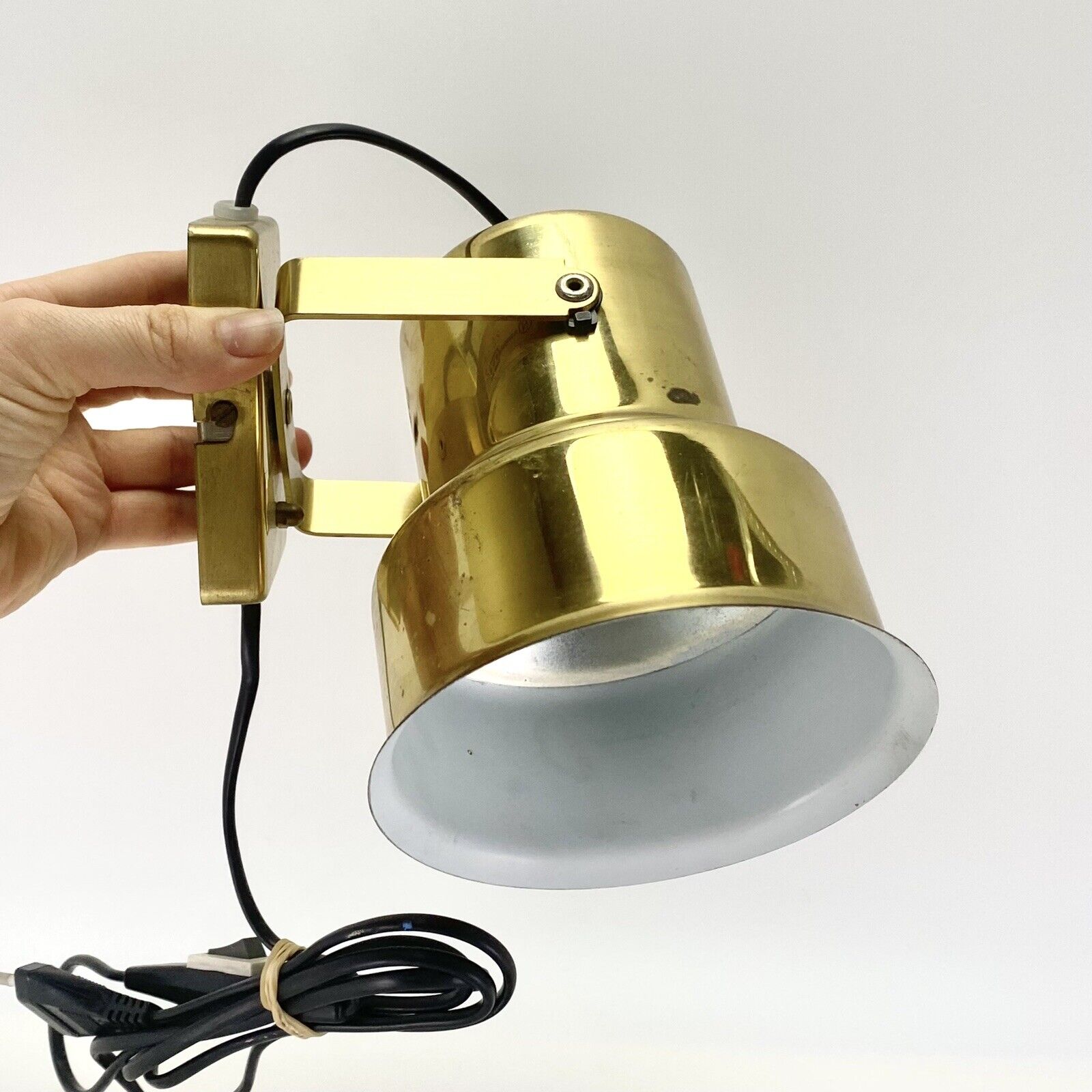 Vtg Retro Danish Design ABO Randers Brass Ceiling Wall Spot Bedside Lamp Sconce