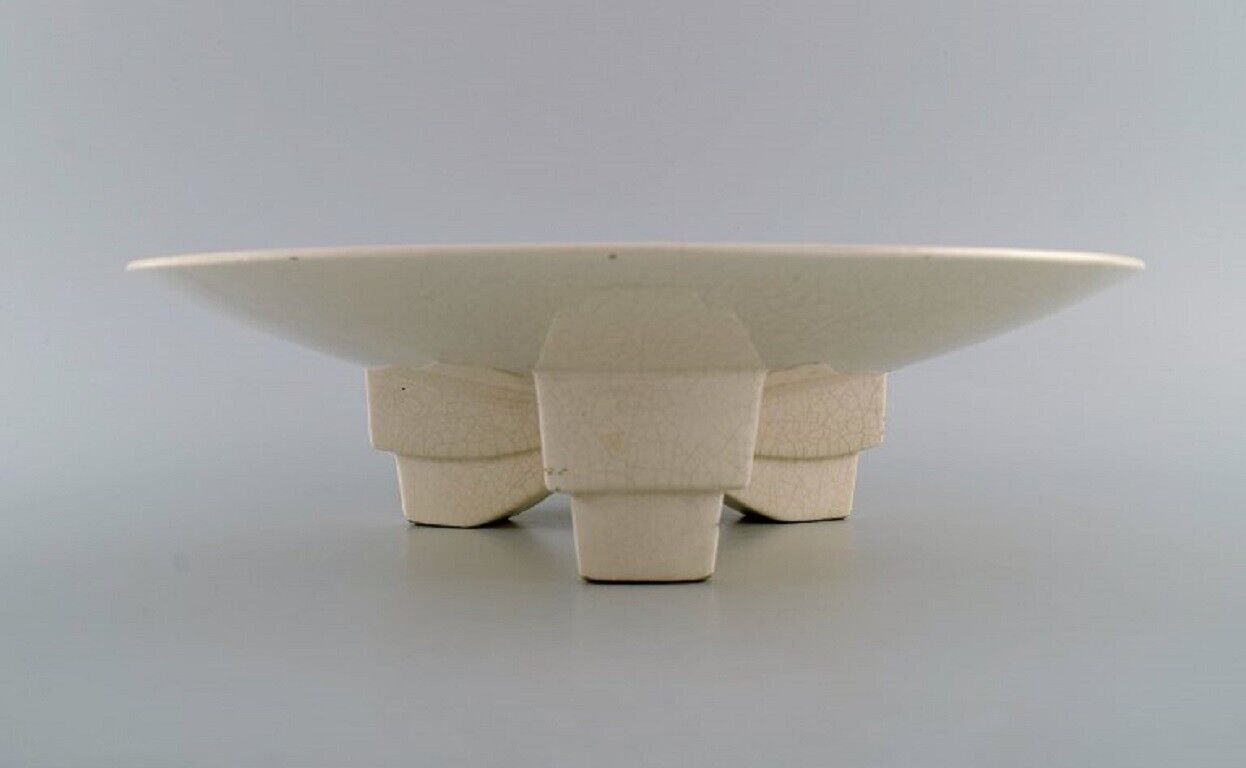 Longwy France Art Deco bowl in glazed stoneware on a tripod 1940s