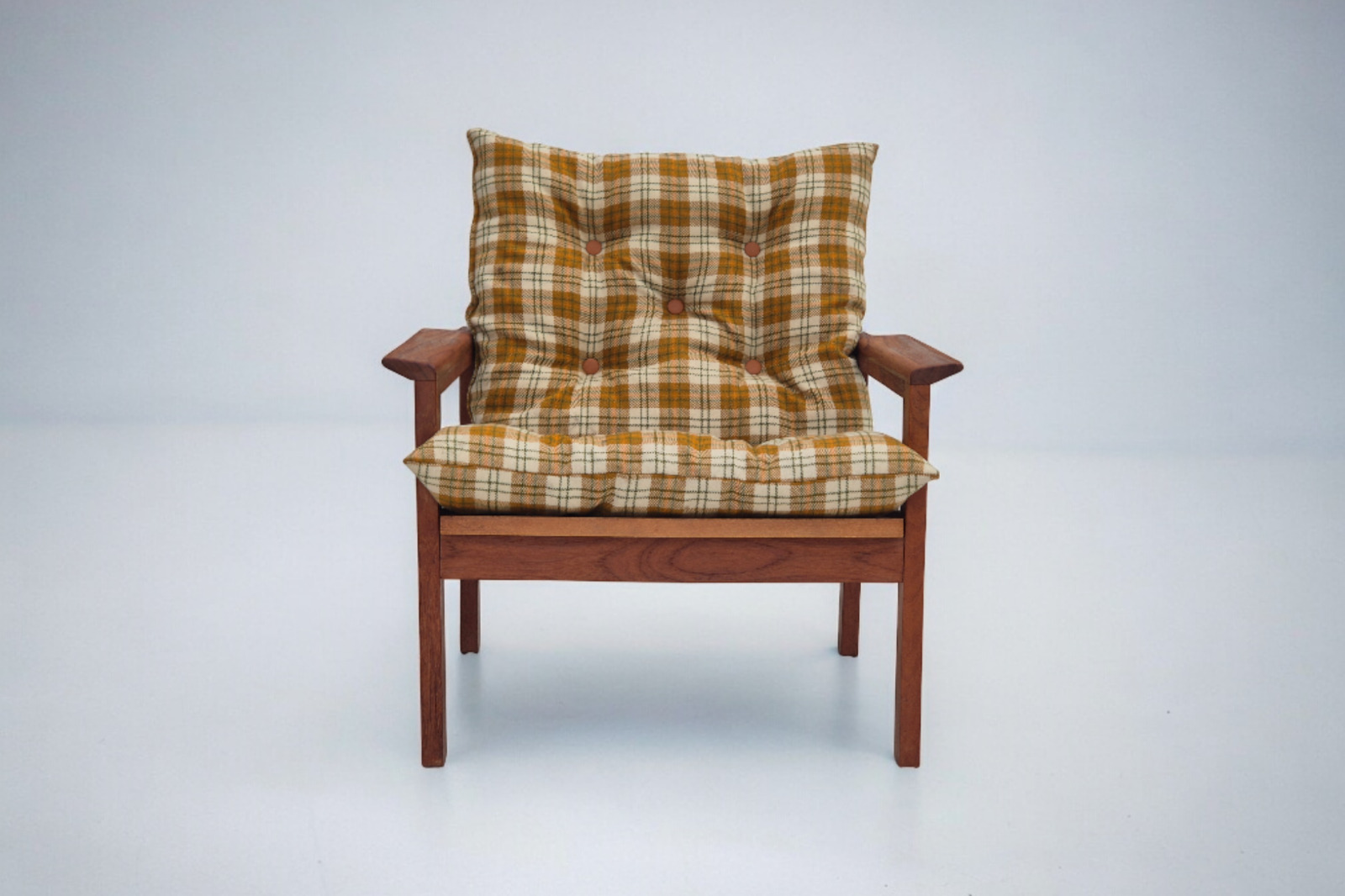 1970s Danish lounge chair original condition furniture wool fabric teak wood