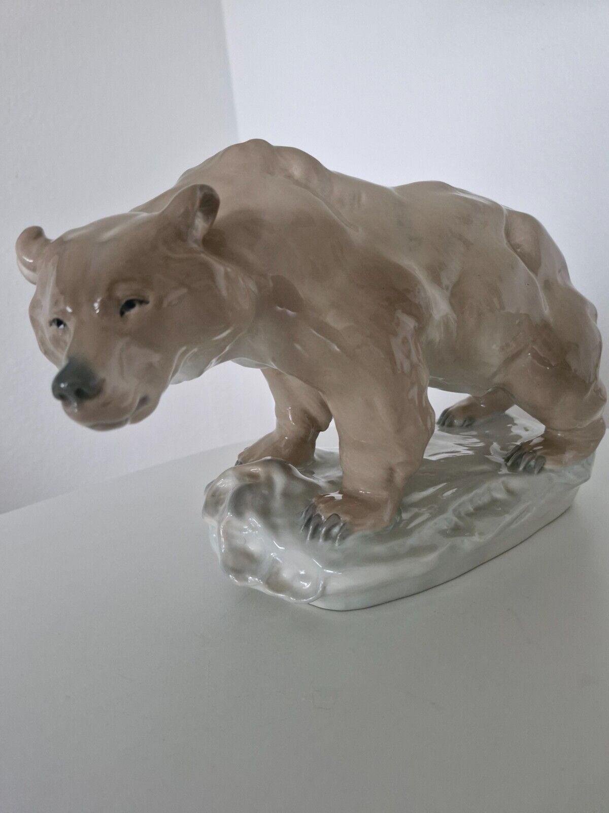 Large Hand-Painted Porcelain Amphora Figure of Bear 1930s