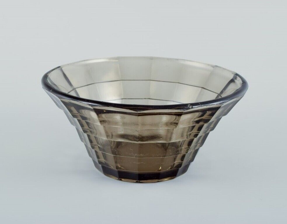 Simon Gate for Orrefors/Sandvik Three Art Deco bowls in smoked coloured glass