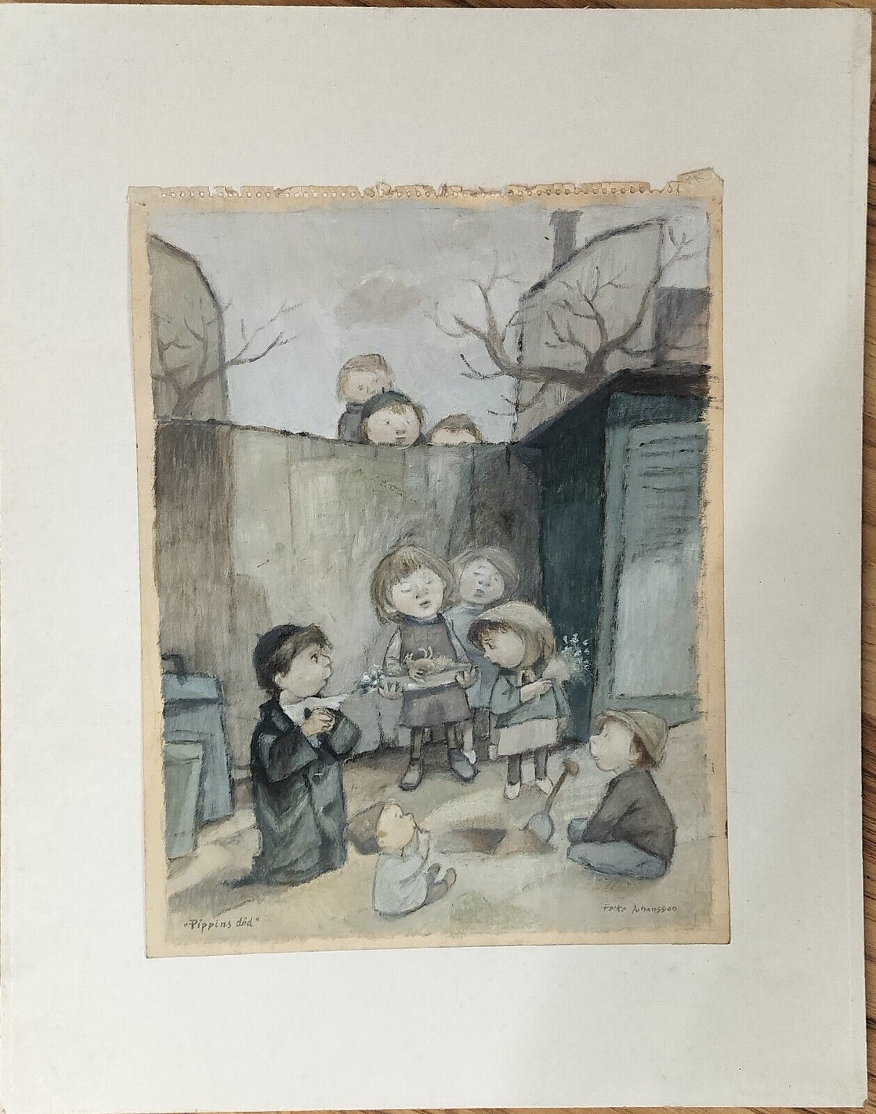 Folke Johansson 1912-1980: Pippins Death Watercolor signed