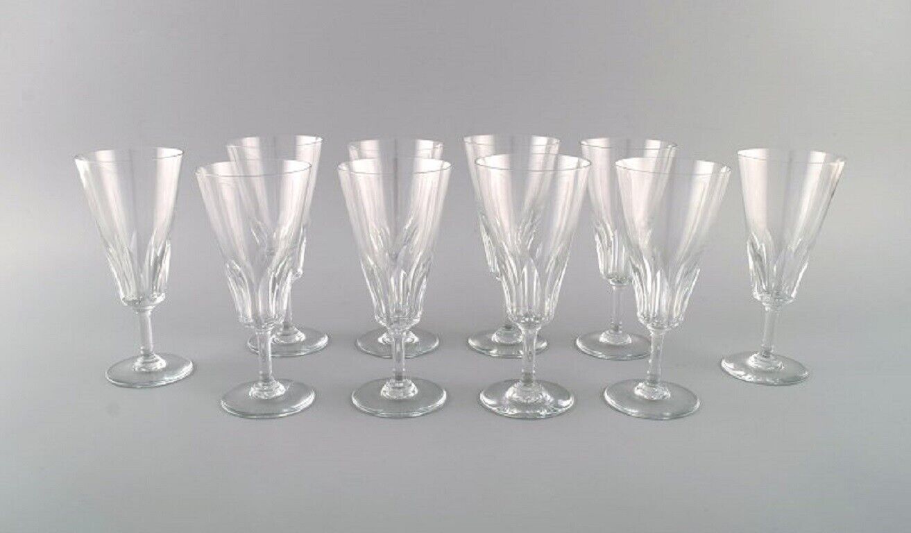 Baccarat France 10 Art Deco champagne flutes in crystal glass