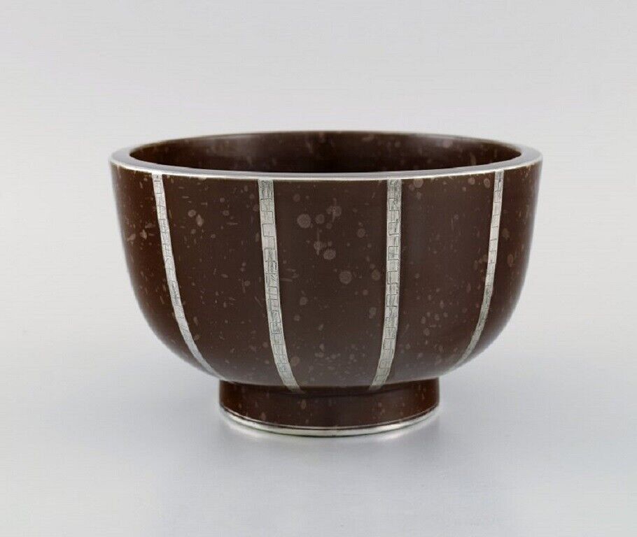 Wilhelm Kåge for Gustavsberg Rare Argenta Art Deco bowl in glazed ceramics