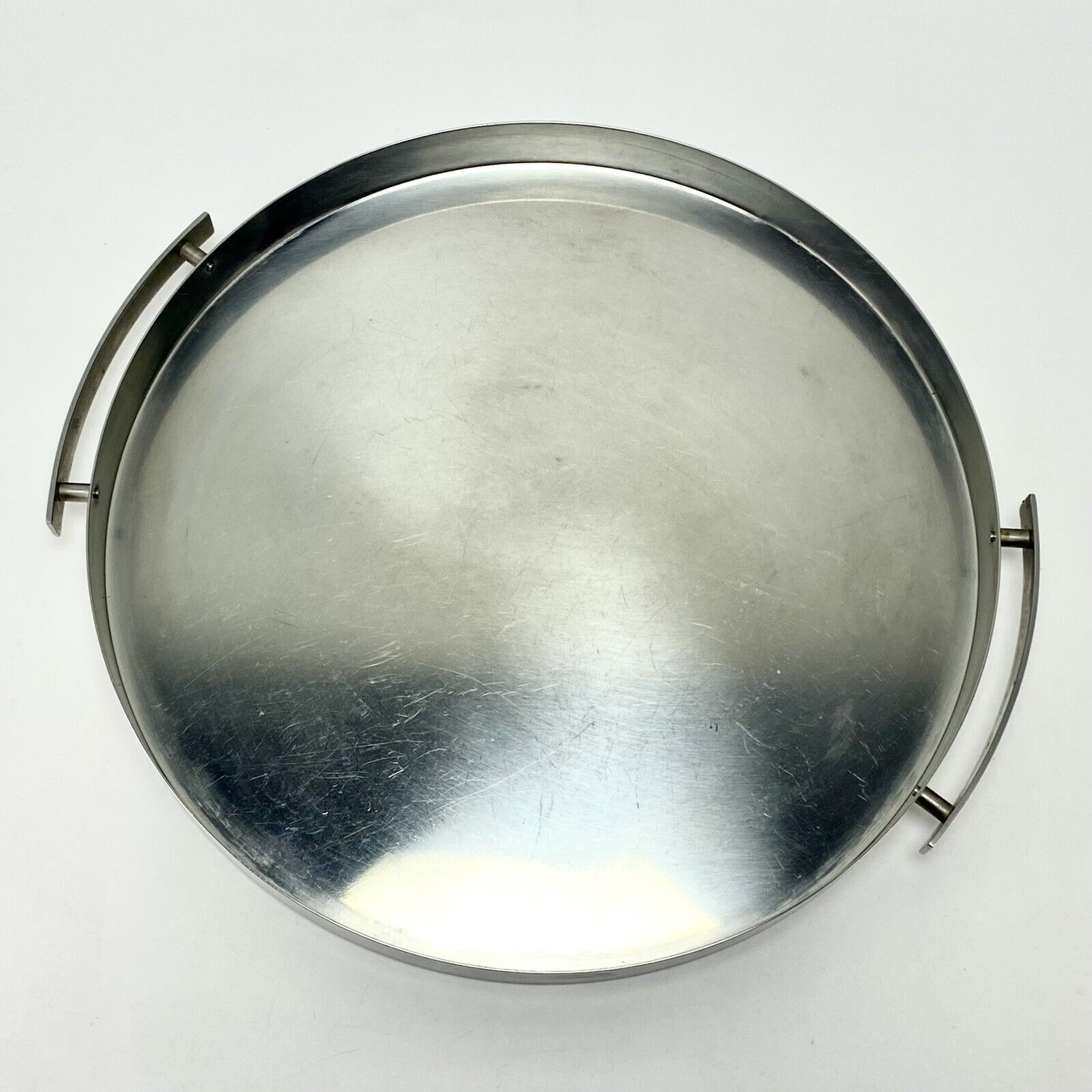 Vtg Stelton Denmark Rare Small Cocktail Bar Tray Stainless Steel AJ Cylinda Line