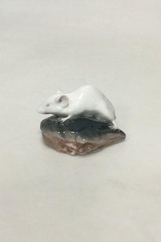 Royal Copenhagen Figurine of white Mouse on the head of a Plaice