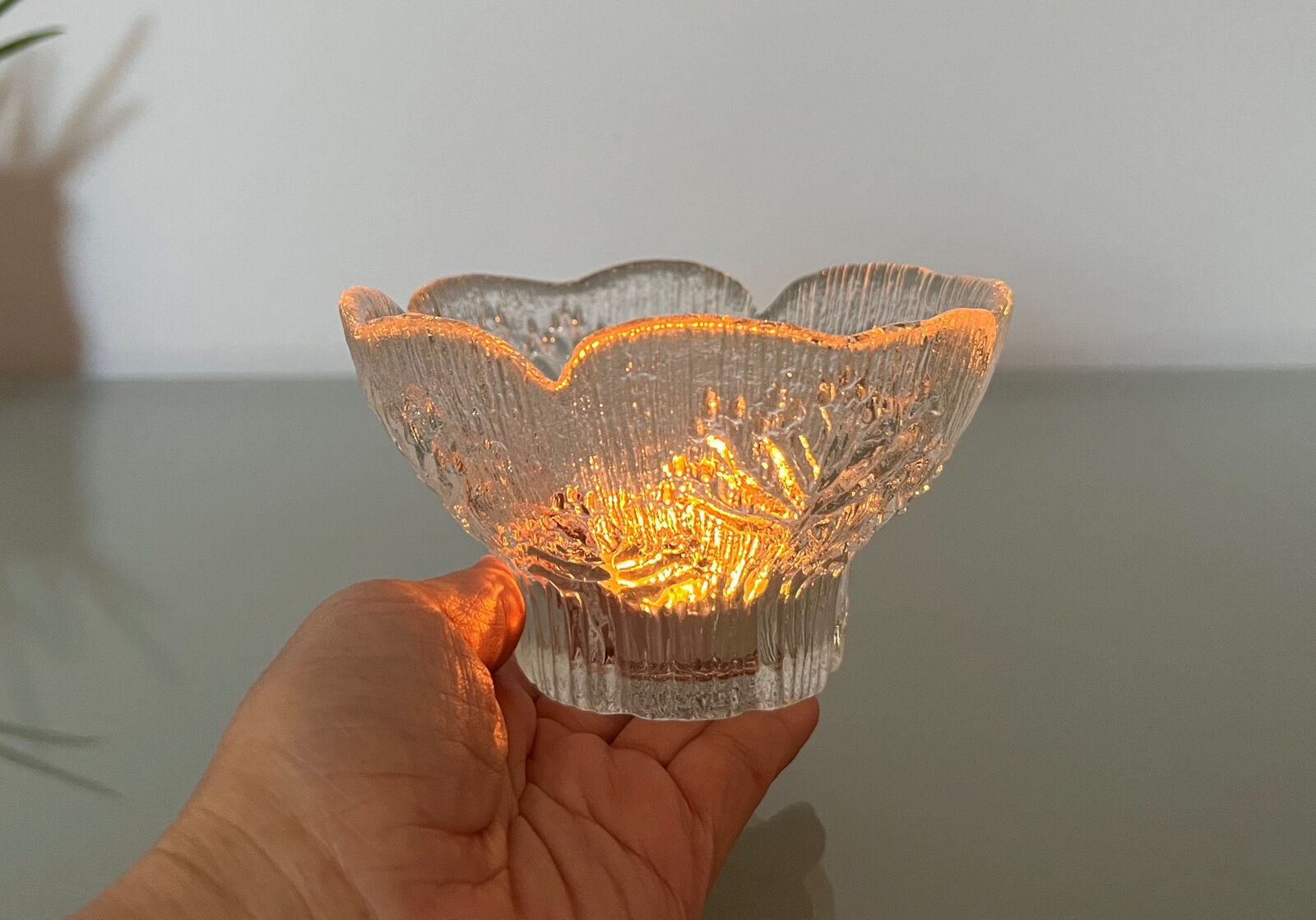 Mäntsälän Lasisepät Koiranputki (Cow Parsley) Crystal Candleholder by Pertti Ka