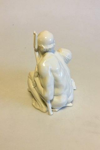 Bing  Grondahl Blanc de Chine Figurine of Neptune and woman on Fish No 4030