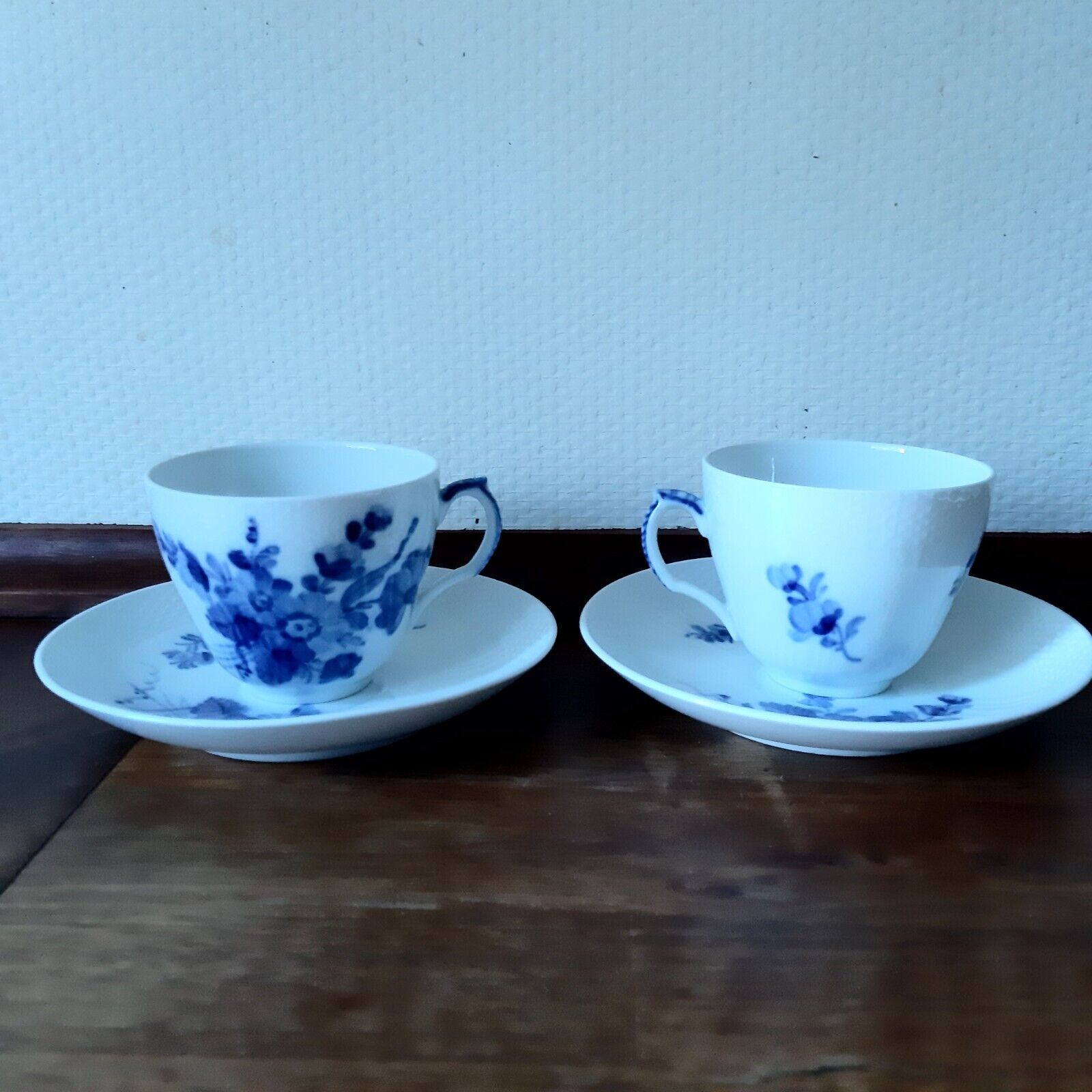 2 x COFFEE SETS BLUE FLOWER CURVED # 10- 1870 Royal Copenhagen 1969-74 Fact 1st