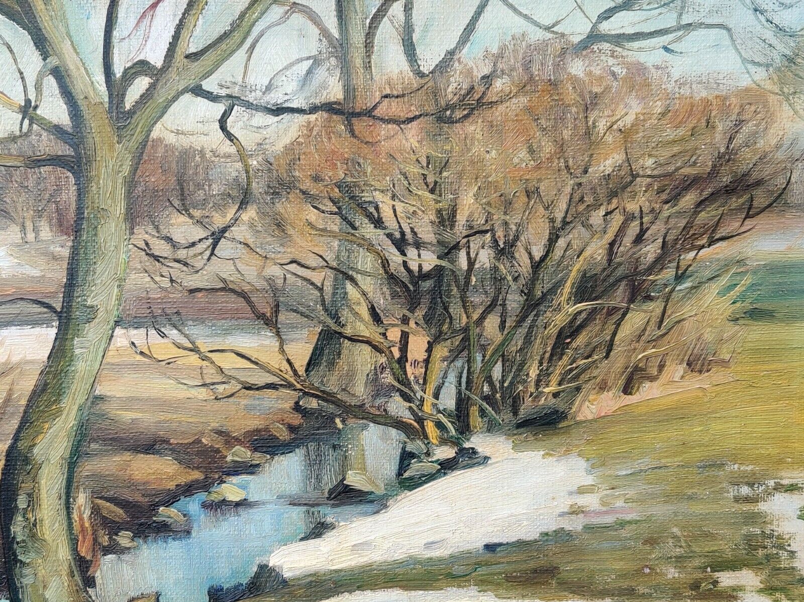 Aage Jacobsen (1894-1970) : STREAM IN EARLY SPFRING oil painting low shipping!