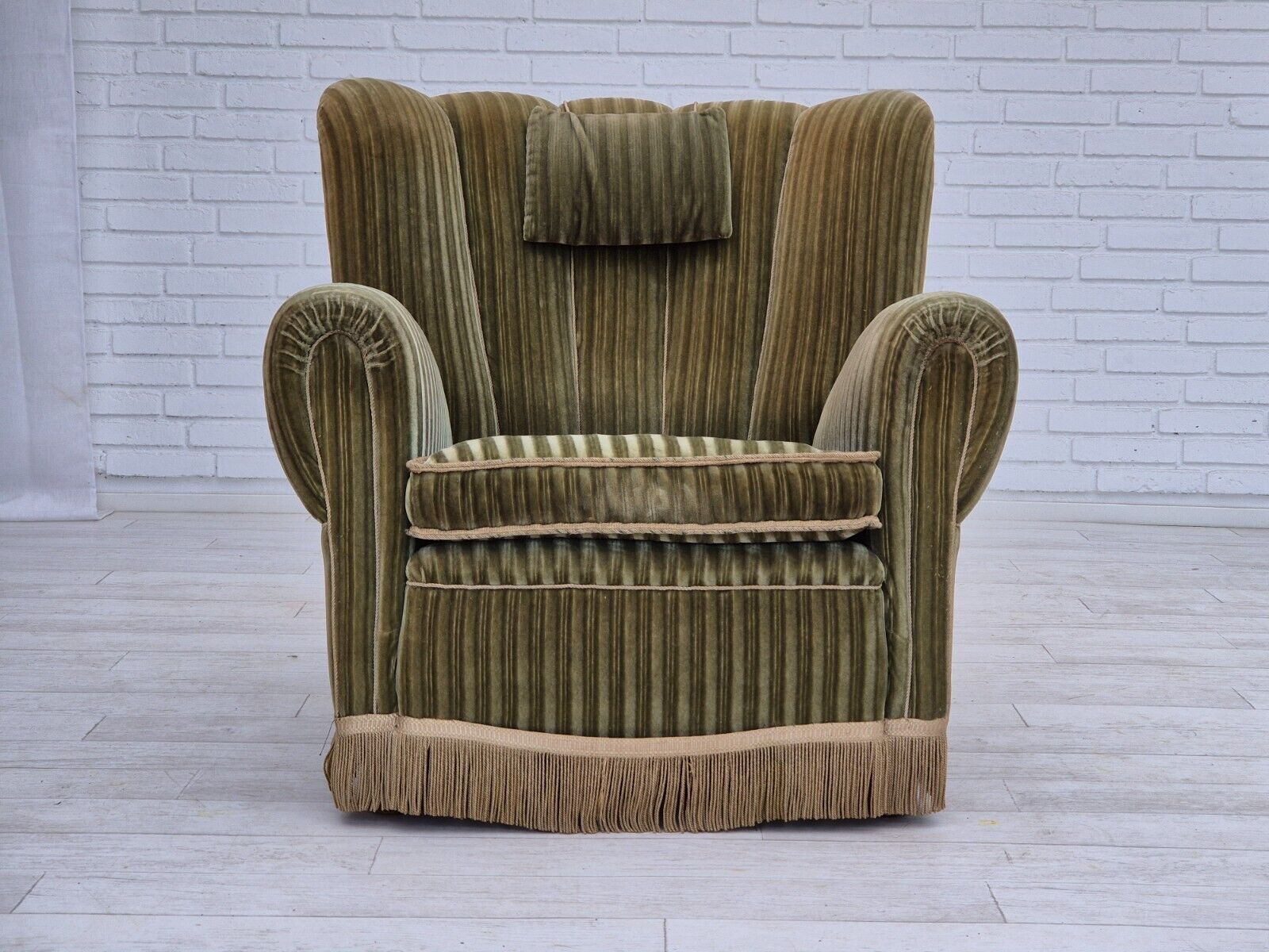 1960s Danish relax armchair original condition green furniture velour