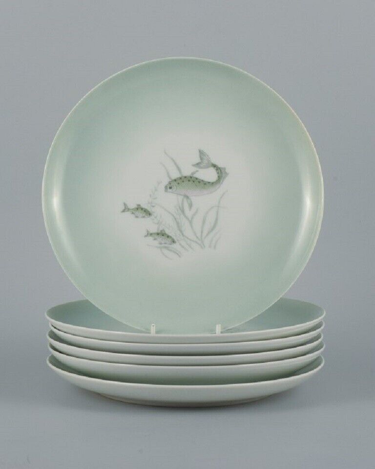 Th Karlinder for Bing  Grondahl Six dinner plates with fish motif