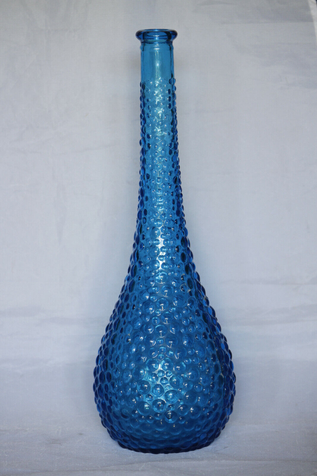 Vintage Italian Blue Glass Genie Bottle Empoli Decanter 155in 70s NO STOPPER