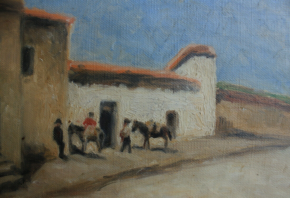 Anna Smidth Men with horses in an Italian village Early 1900s Female artist