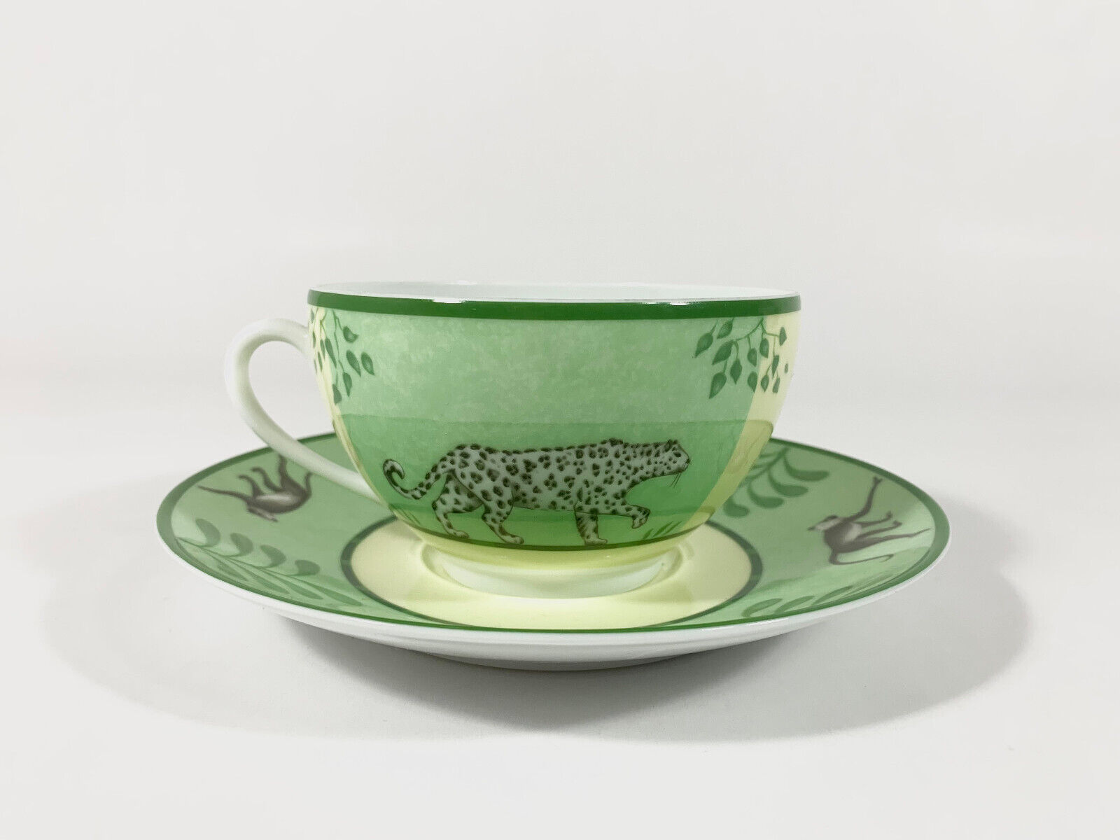 Hermes Africa Green Large Soup Morning Cup and Saucer