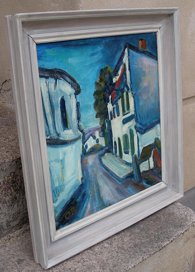 The House of Dr Gachet Auvers-sur-Oise Fine modernist oil  Signed