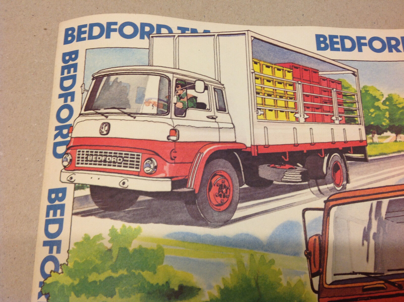 Bedford Trucks Vintage Poster 28cm x 48cm Les Routiers Unframed Good Condition