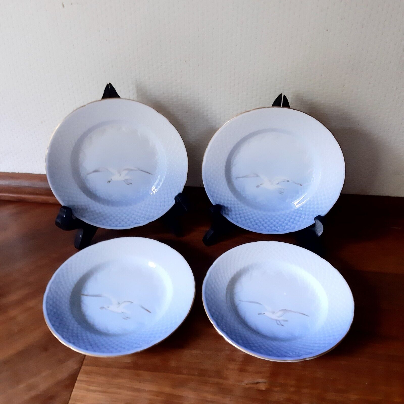 4 Cake Plates 1948-1952 SEAGULL w GOLD Bing  Grondahl Royal Copenhagen Fact 1