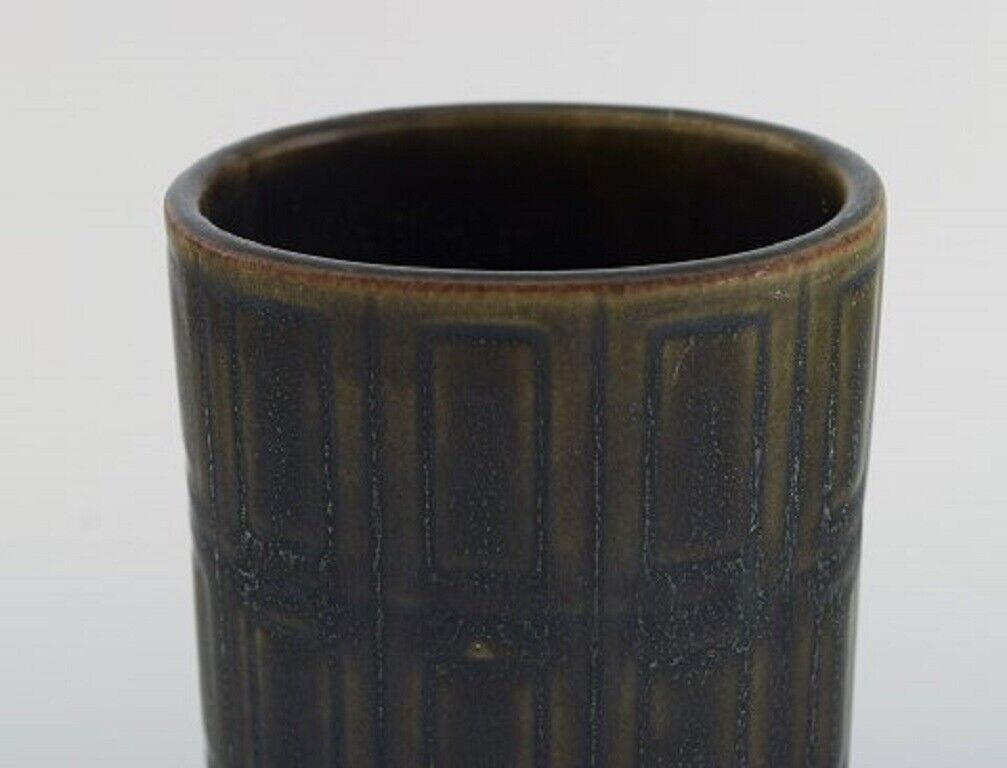 Arabia Finland Vase in glazed in ceramics Beautiful glaze in dark green shades