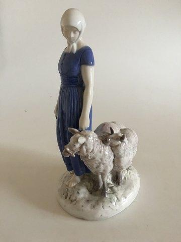 Bing and Grondahl Figurine Girl with Sheep No 2010