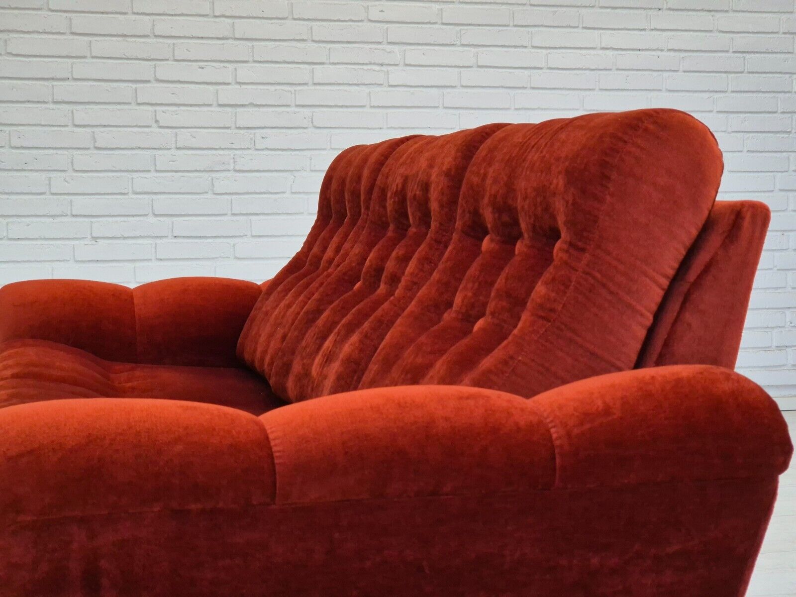 1980s Danish 3 seater sofa original very good condition brown/red velour