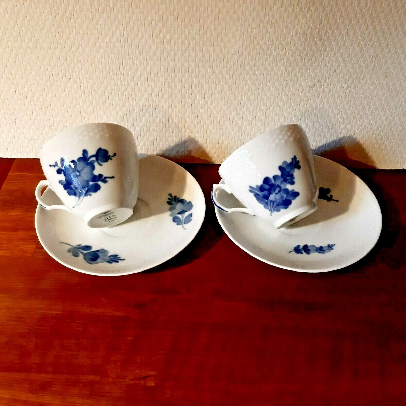 2 x COFFEE SETS BLUE FLOWER Braided  # 10- 8261 Royal Copenhagen 1969-74 Fact1