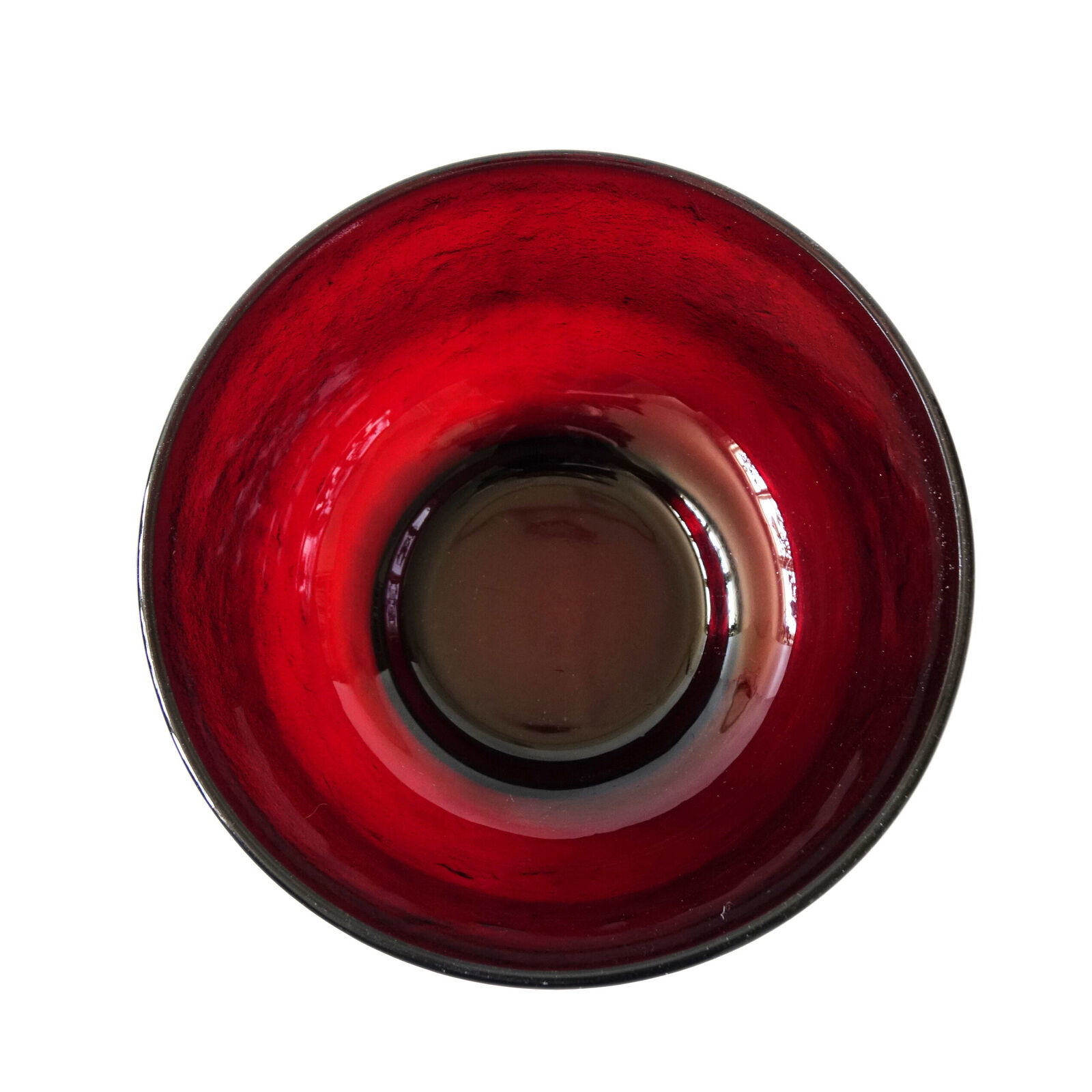 Vintage large retro pressed red glass bowl from Sweden 1960s