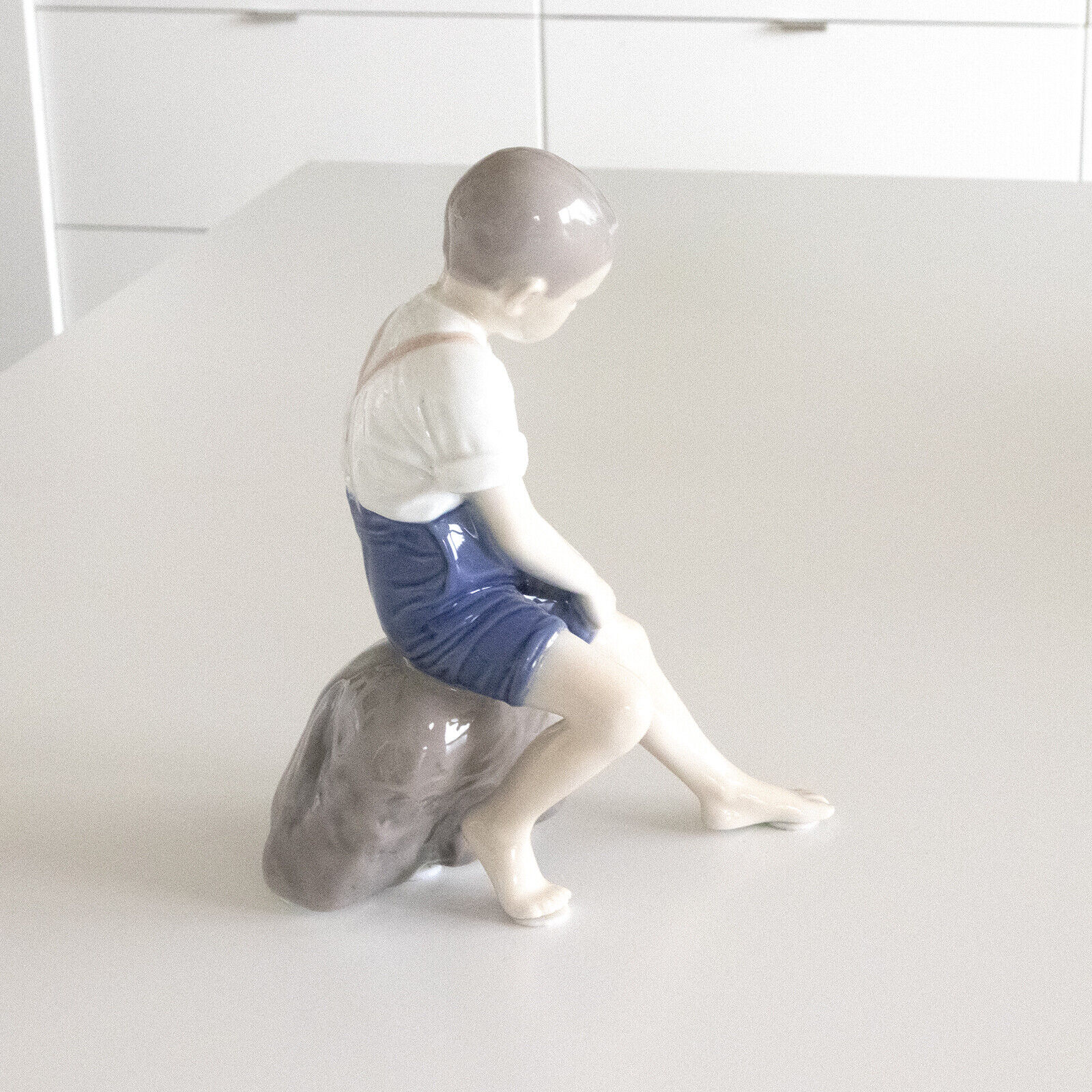 Bing Grondahl Boy Sitting Royal Copenhagen Figure Figurine Porcelain Faience