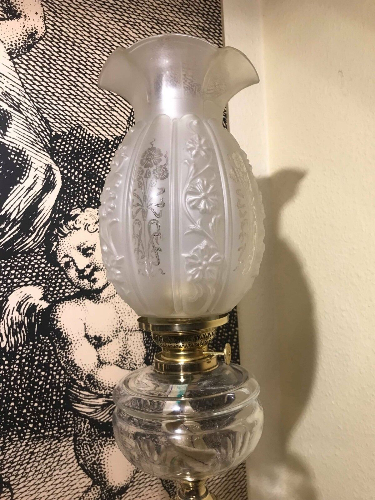 Antique Brass German Victorian Kerosene Oil Lamp