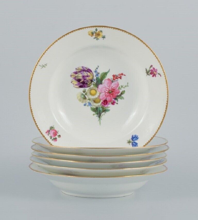 BG Bing  Grondahl Saxon flower Six deep plates decorated with flowers