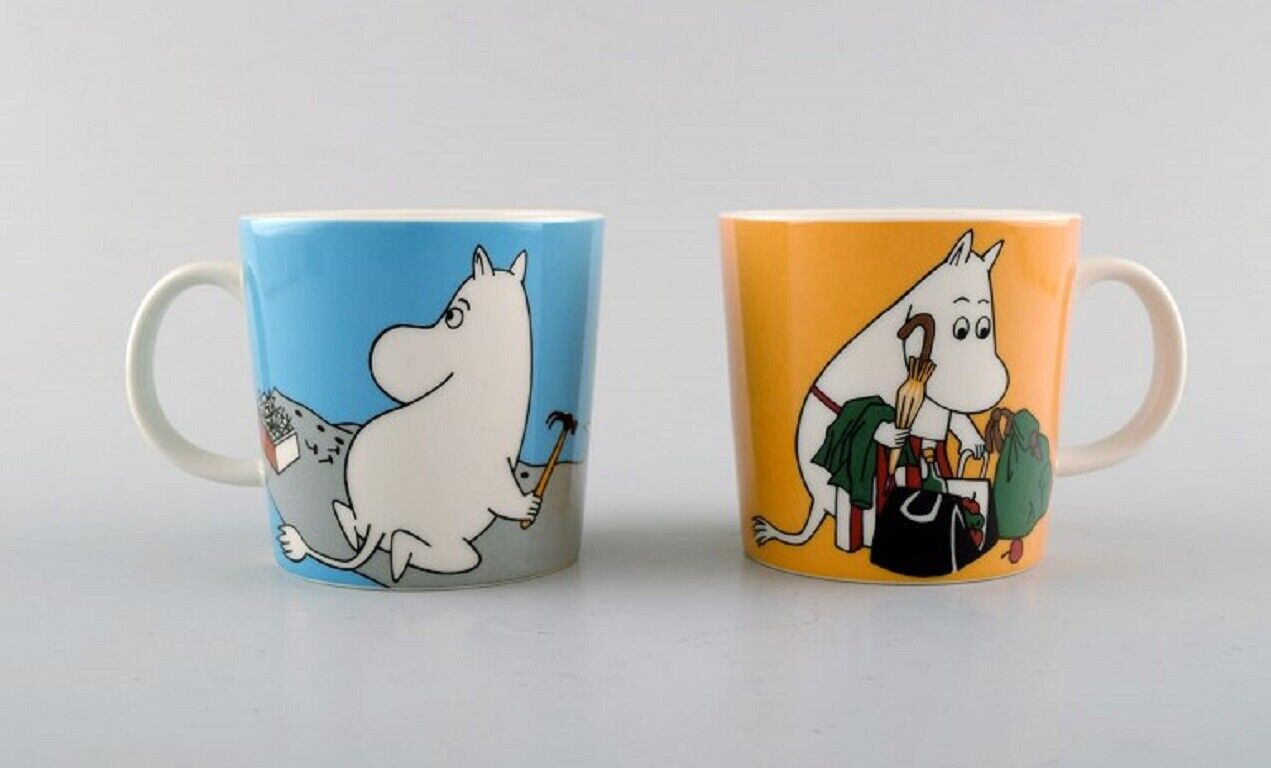 Arabia Finland Two cups in porcelain with motifs from "Moomin" Late 20th C