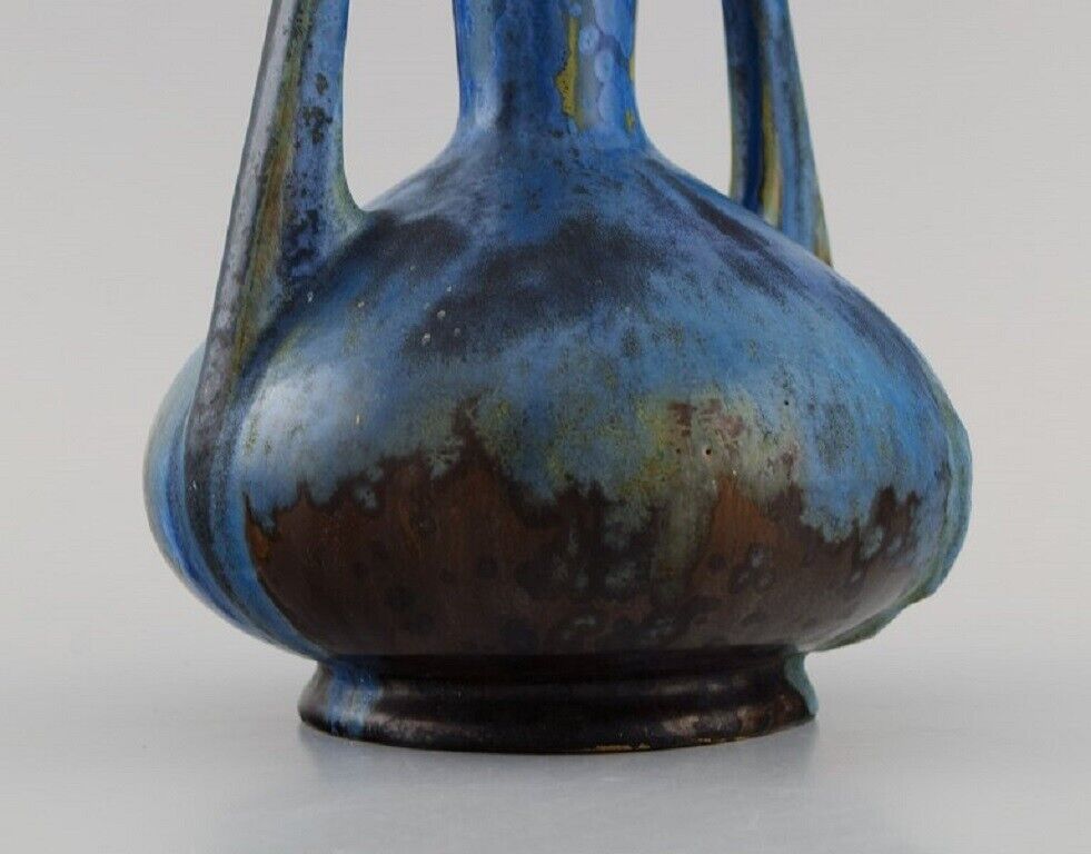 Pierrefonds France Vase with handles in glazed stoneware