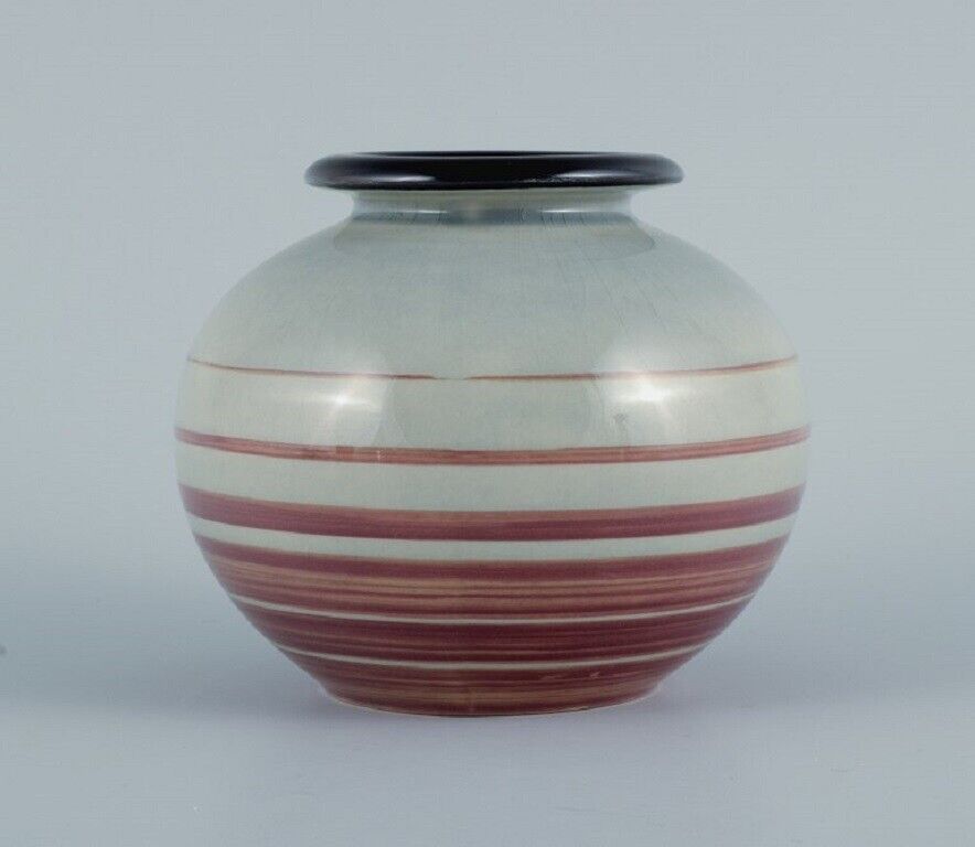 Ilse Claesson for Rörstrand Hand painted Art Deco vase in earthenware 1930s