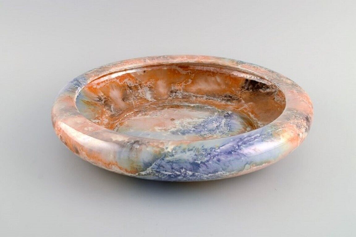 Arabia Finland Art Deco bowl in glazed faience Beautiful marbled glaze 1920s